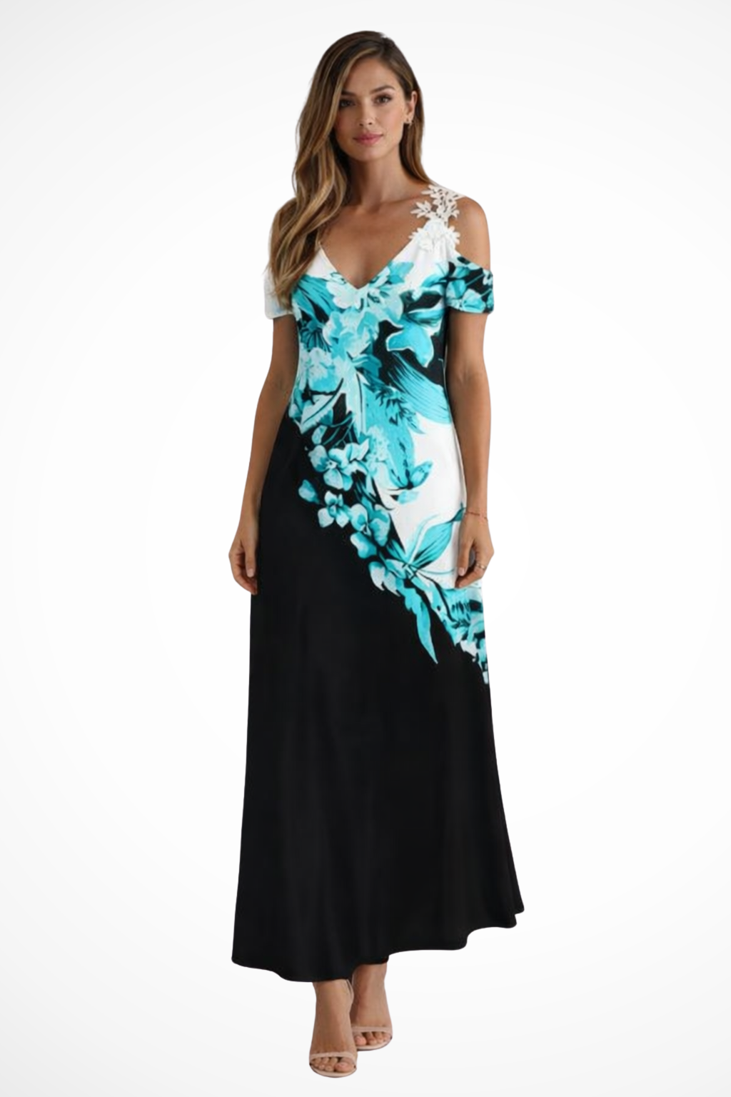 Aurélie Fontaine | Floral Lace Shoulder Maxi Dress For Women