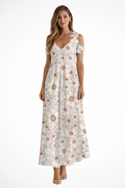 Aurélie Fontaine | Floral Lace Shoulder Maxi Dress For Women