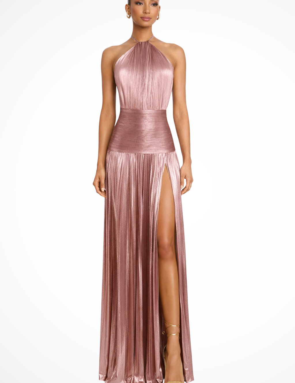 Aurélie Fontaine | Golden Luxe Halter Maxi Dress For Women