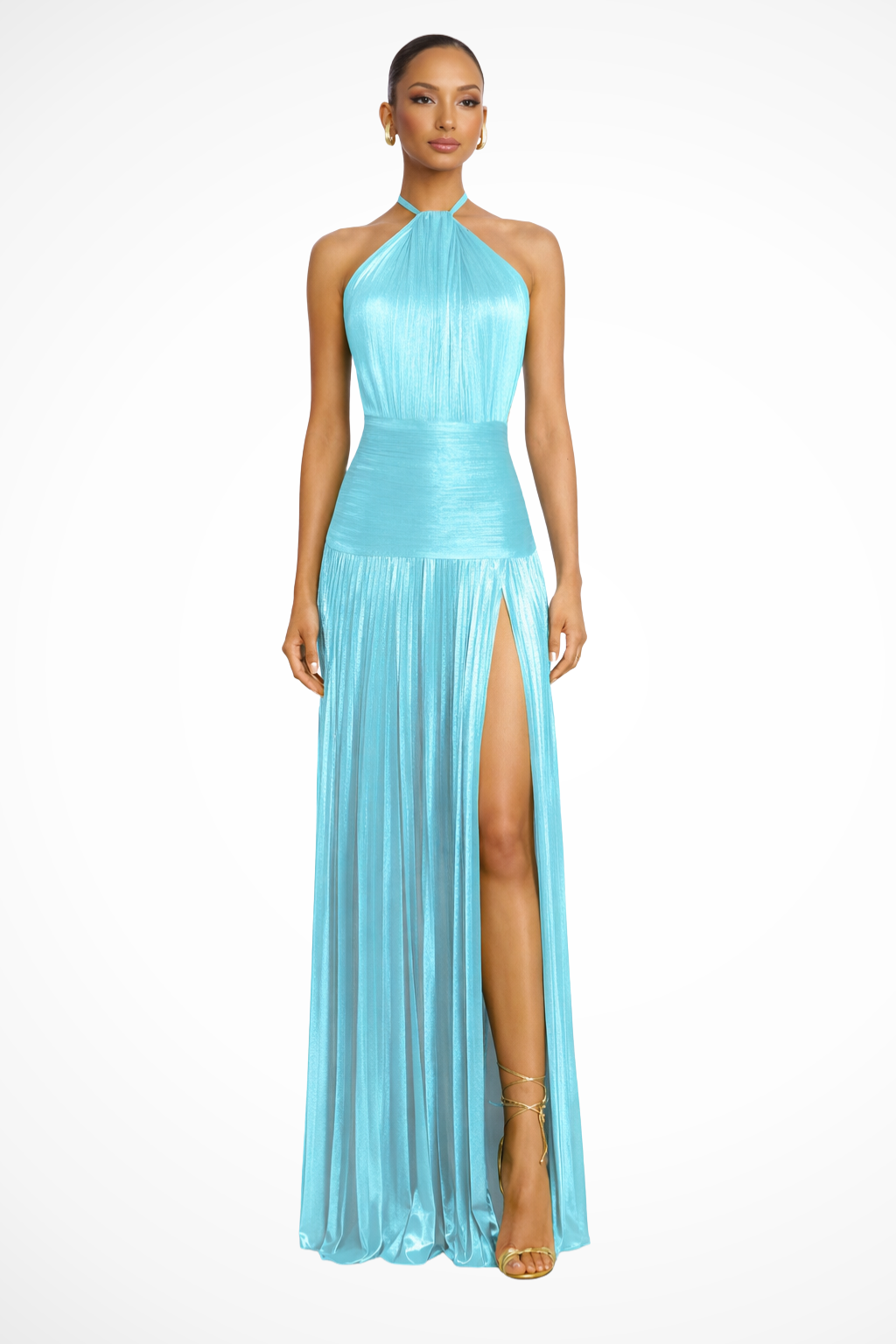 Aurélie Fontaine | Golden Luxe Halter Maxi Dress For Women