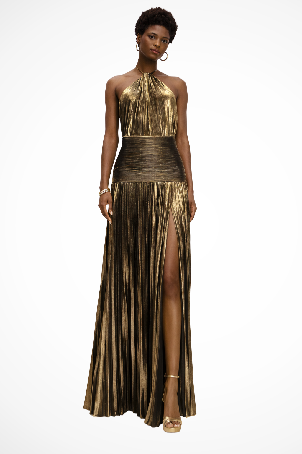 Aurélie Fontaine | Golden Luxe Halter Maxi Dress For Women