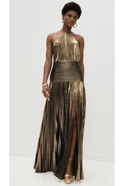 Aurélie Fontaine | Golden Luxe Halter Maxi Dress For Women