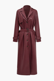 Aurélie Moreau | Belted Leather-Effect Trench Coat For Women