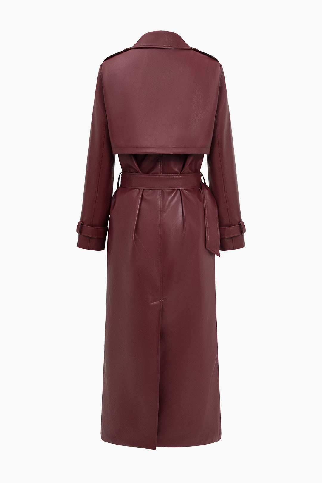 Aurélie Moreau | Belted Leather-Effect Trench Coat For Women