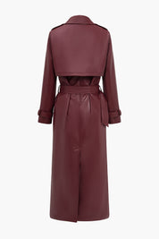 Aurélie Moreau | Belted Leather-Effect Trench Coat For Women