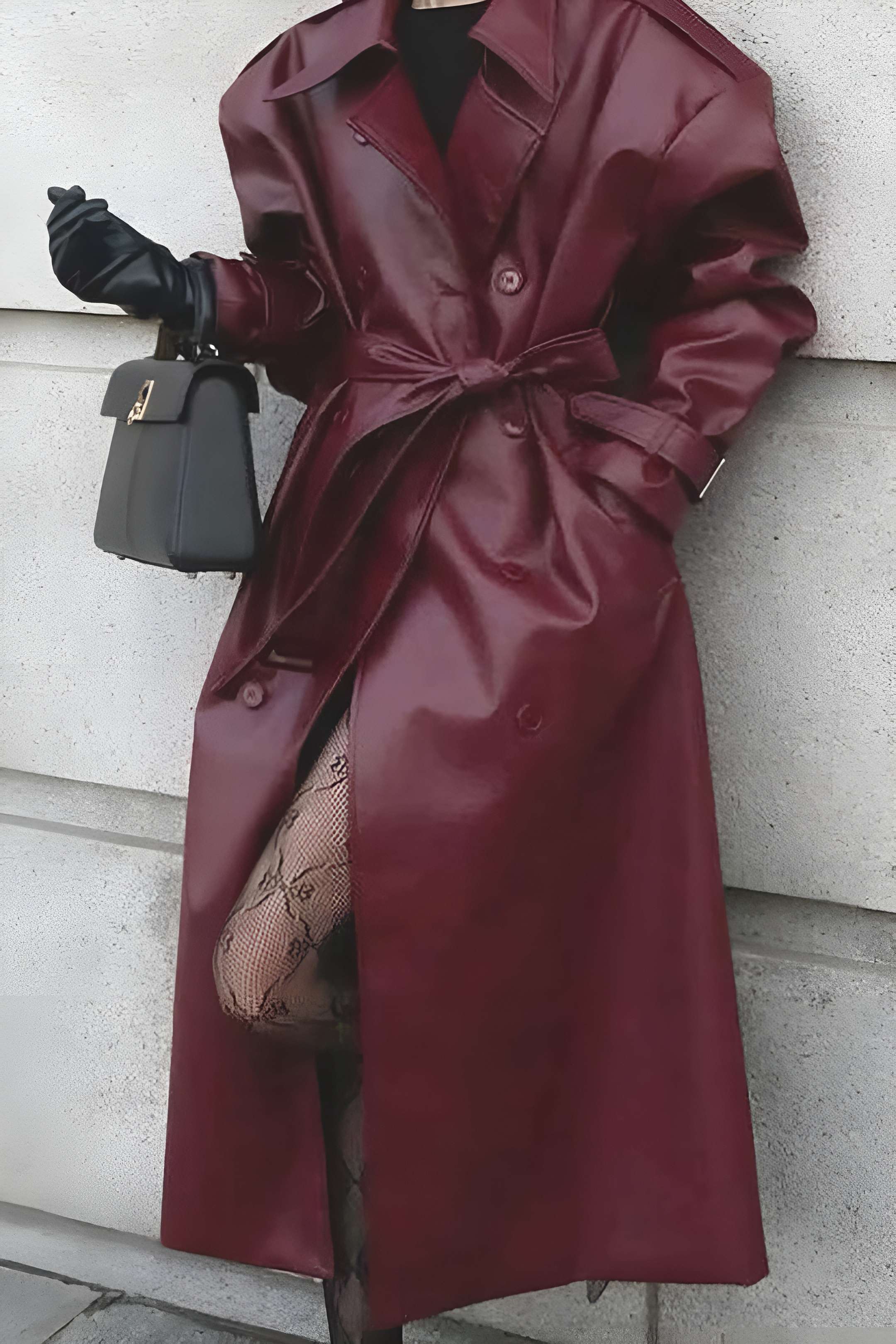 Aurélie Moreau | Belted Leather-Effect Trench Coat For Women