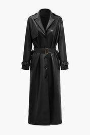 Aurélie Moreau | Belted Leather-Effect Trench Coat For Women