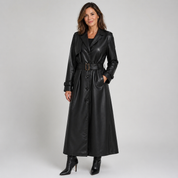 Aurélie Moreau | Belted Leather-Effect Trench Coat For Women