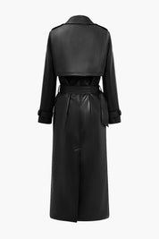 Aurélie Moreau | Belted Leather-Effect Trench Coat For Women
