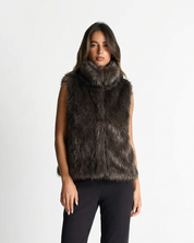 Aurore Vasselin | Faux Fur Gilet Sleeveless High Neck Luxury Vest