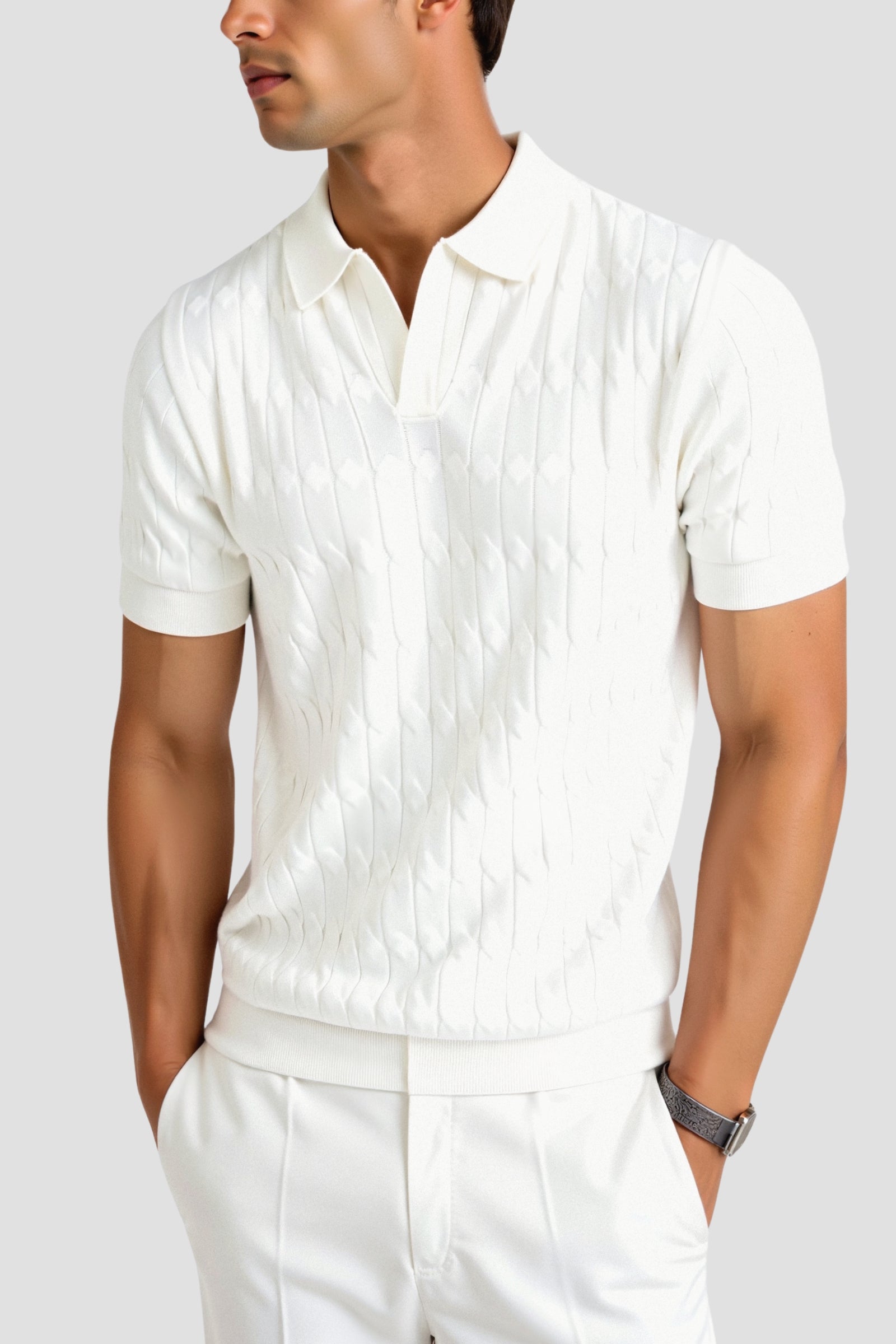 Edward Morris | Textured Knit Polo Shirt | Slim Fit & Lightweight