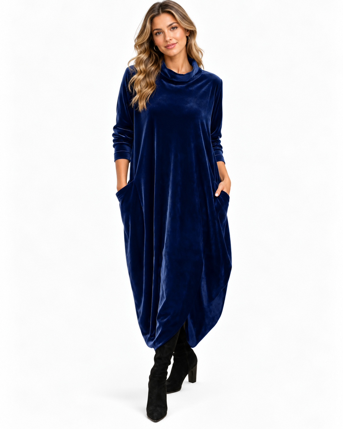 Beatrice Fairfax | Velvet Maxi Dress With Mock Neck