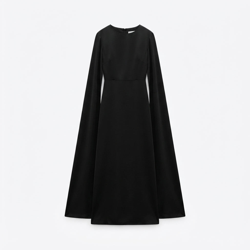 Beatrice Hollis | Cape Maxi Dress With Draped Sleeves