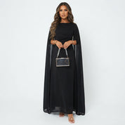 Beatrice Hollis | Cape Maxi Dress With Draped Sleeves
