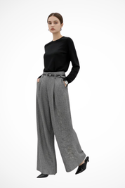 Beatrice Sinclair | Herringbone Wide Leg Trousers For Women