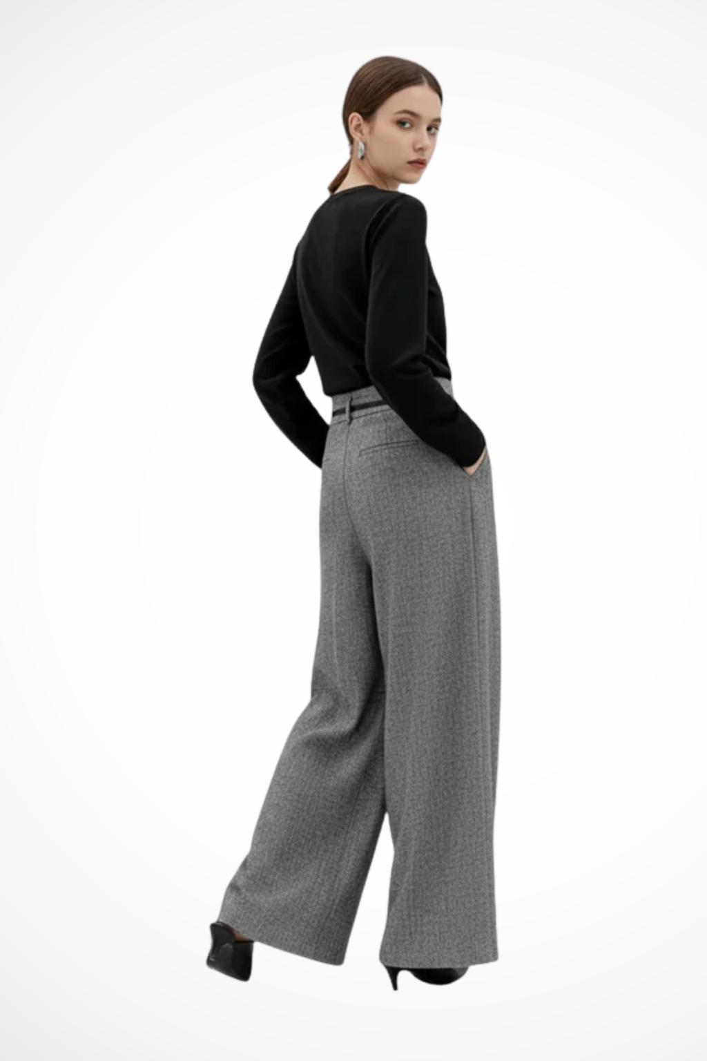 Beatrice Sinclair | Herringbone Wide Leg Trousers For Women
