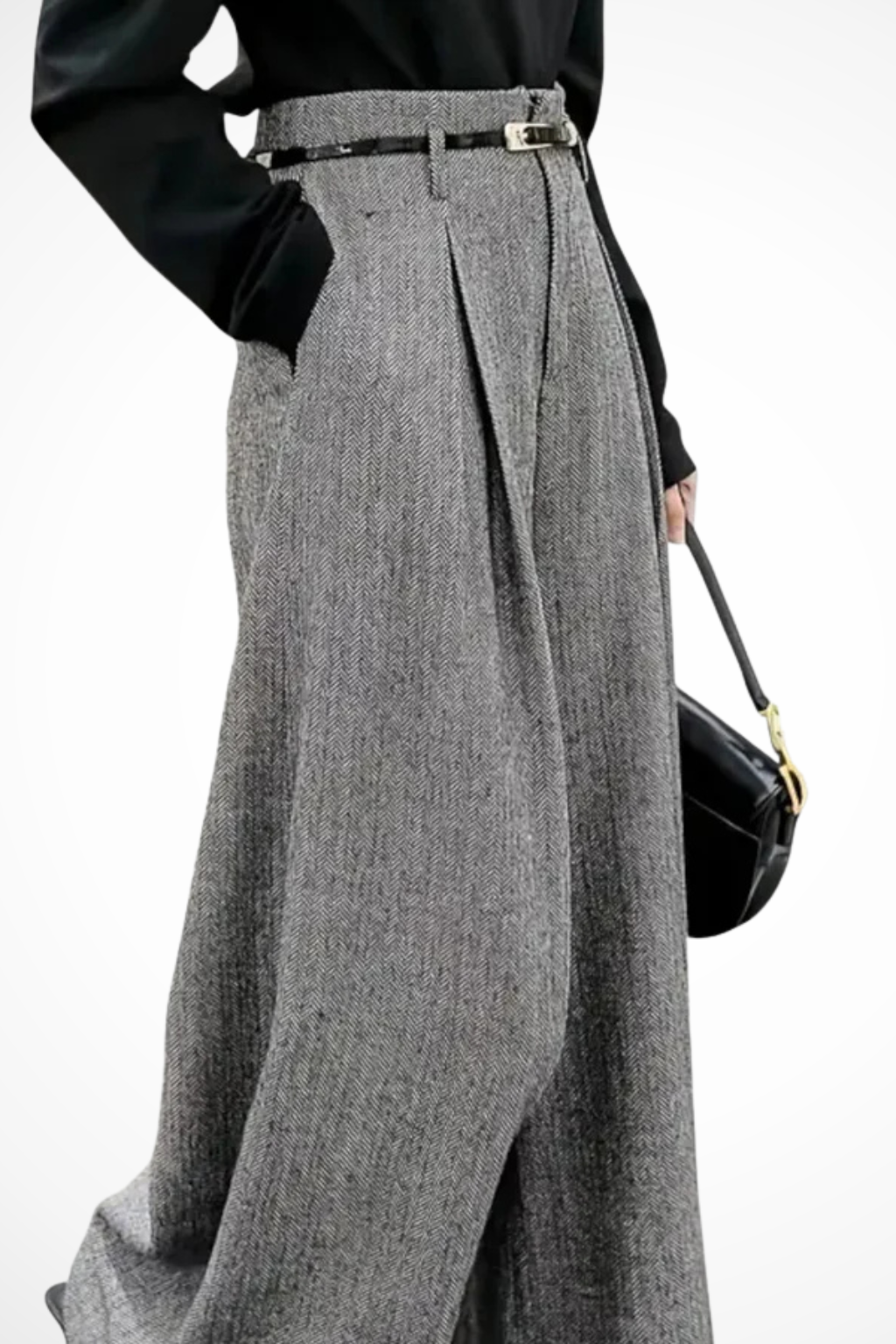 Beatrice Sinclair | Herringbone Wide Leg Trousers For Women