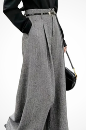 Beatrice Sinclair | Herringbone Wide Leg Trousers For Women