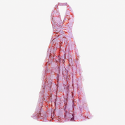 Belladina Thompson | Romantic Rose Cascade Halter Maxi Dress