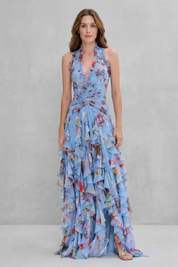 Belladina Thompson | Romantic Rose Cascade Halter Maxi Dress