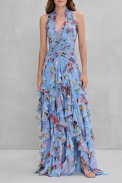 Belladina Thompson | Romantic Rose Cascade Halter Maxi Dress