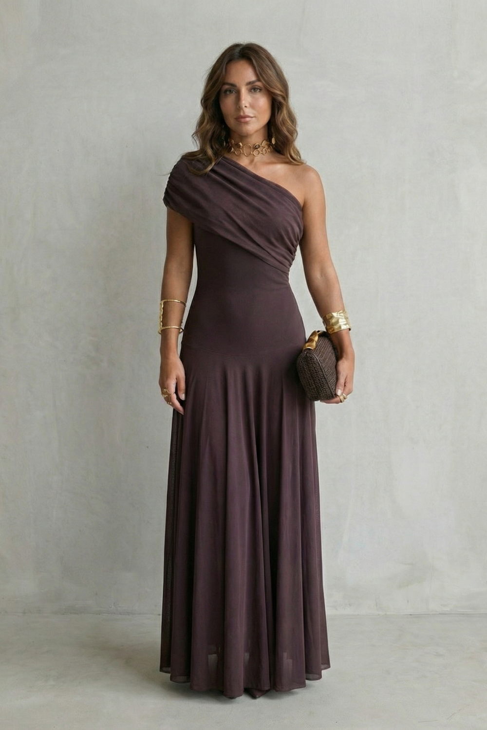 Diana Hughes | Bellamare One Shoulder Draped Maxi Dress
