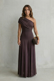 Diana Hughes | Bellamare One Shoulder Draped Maxi Dress