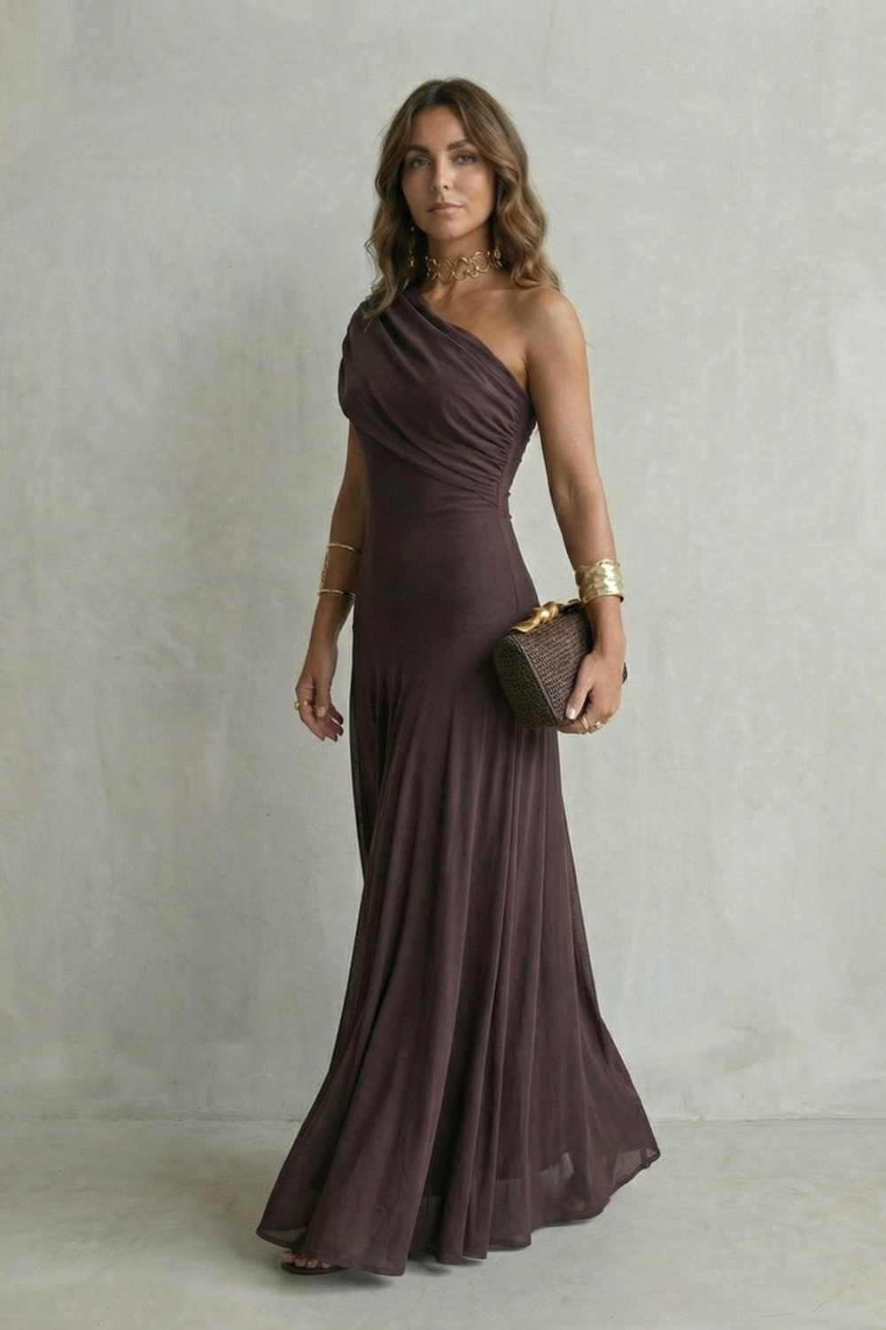 Diana Hughes | Bellamare One Shoulder Draped Maxi Dress