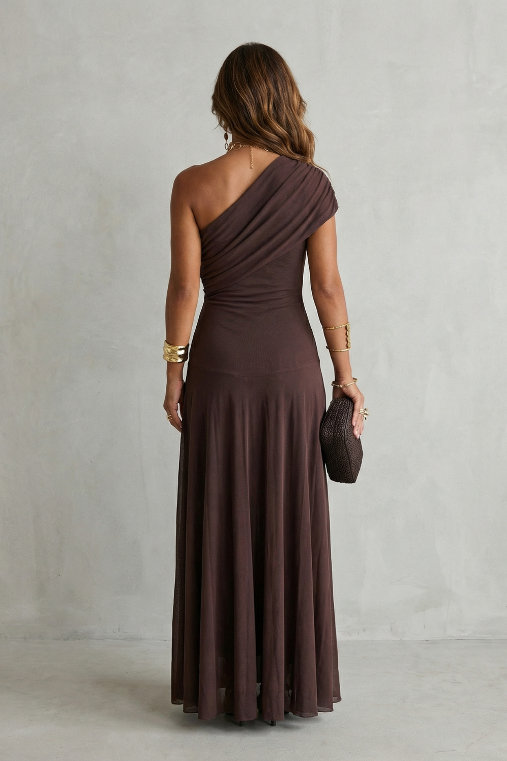 Diana Hughes | Bellamare One Shoulder Draped Maxi Dress