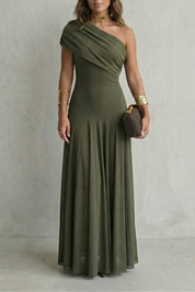 Diana Hughes | Bellamare One Shoulder Draped Maxi Dress