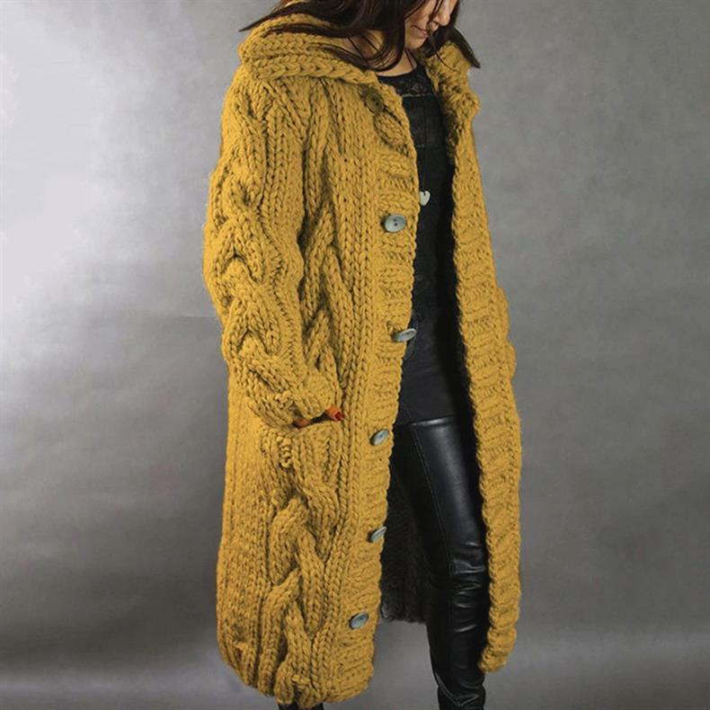 Nora Fenchurch | Manteau cardigan à capuche en maille torsadée épaisse
