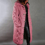 Nora Fenchurch | Manteau cardigan à capuche en maille torsadée épaisse