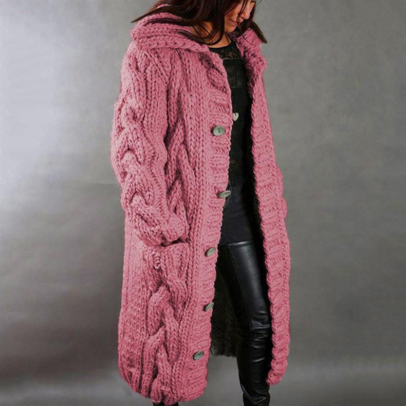 Nora Fenchurch | Manteau cardigan à capuche en maille torsadée épaisse