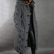 Nora Fenchurch | Manteau cardigan à capuche en maille torsadée épaisse