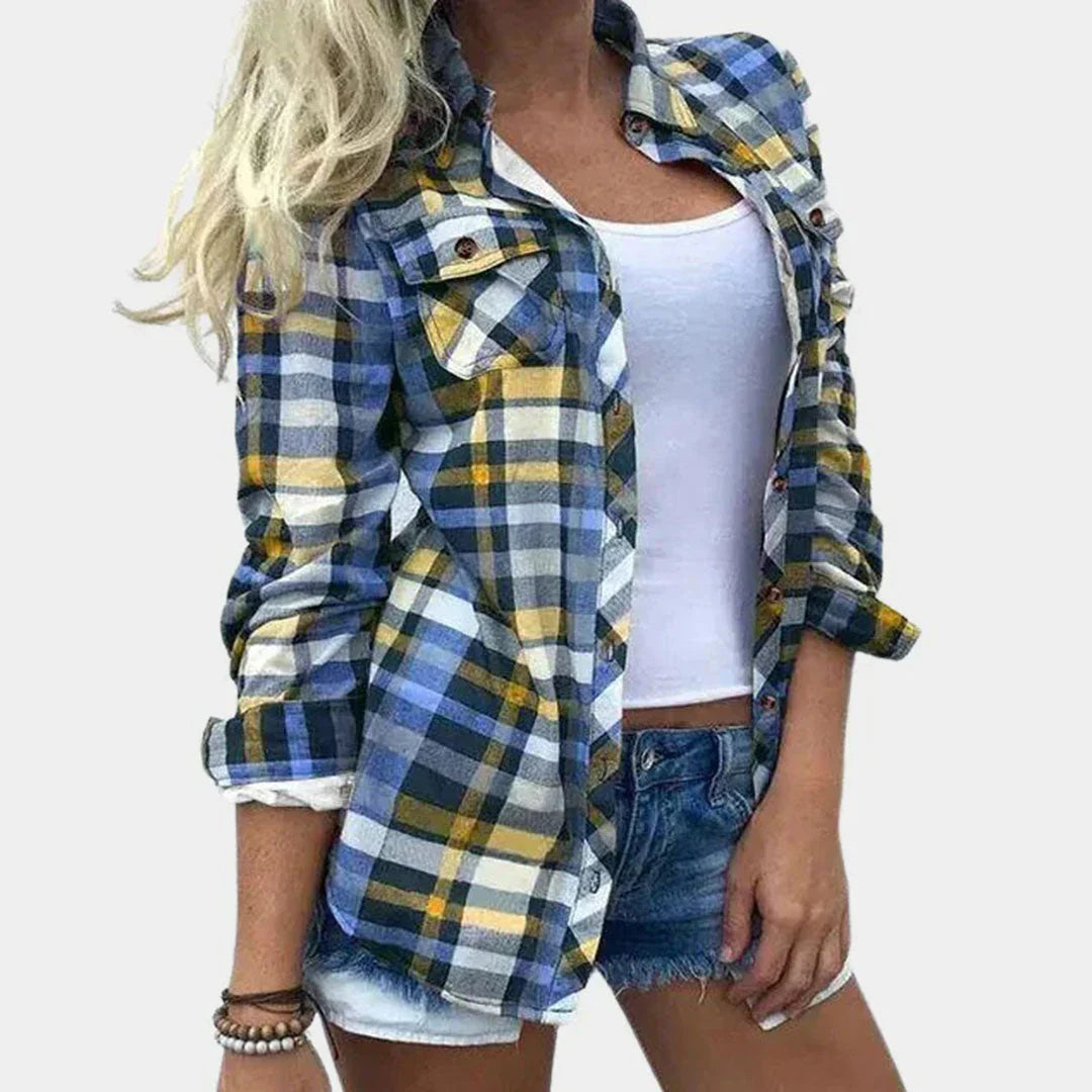 Nell Boothroyd | Plaid Button-Down Blouse With Chest Pocket