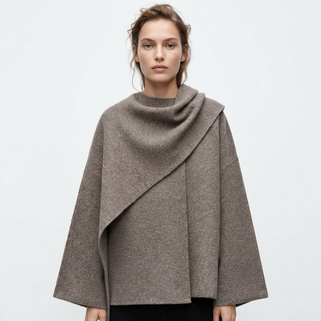 Bridget Larkspur | Textured Oversized Cape Coat