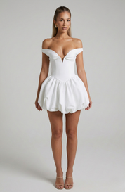Brielle Sinclair | Off-Shoulder Puff Skirt Mini Prom Dress