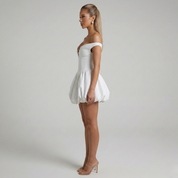 Brielle Sinclair | Off-Shoulder Puff Skirt Mini Prom Dress