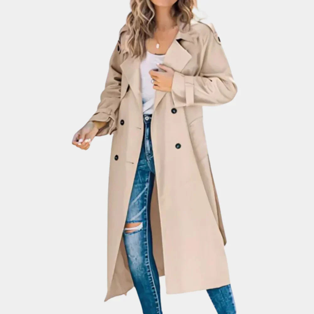 Philippa Edwards | Double-Breasted Trench Coat in Classic Black