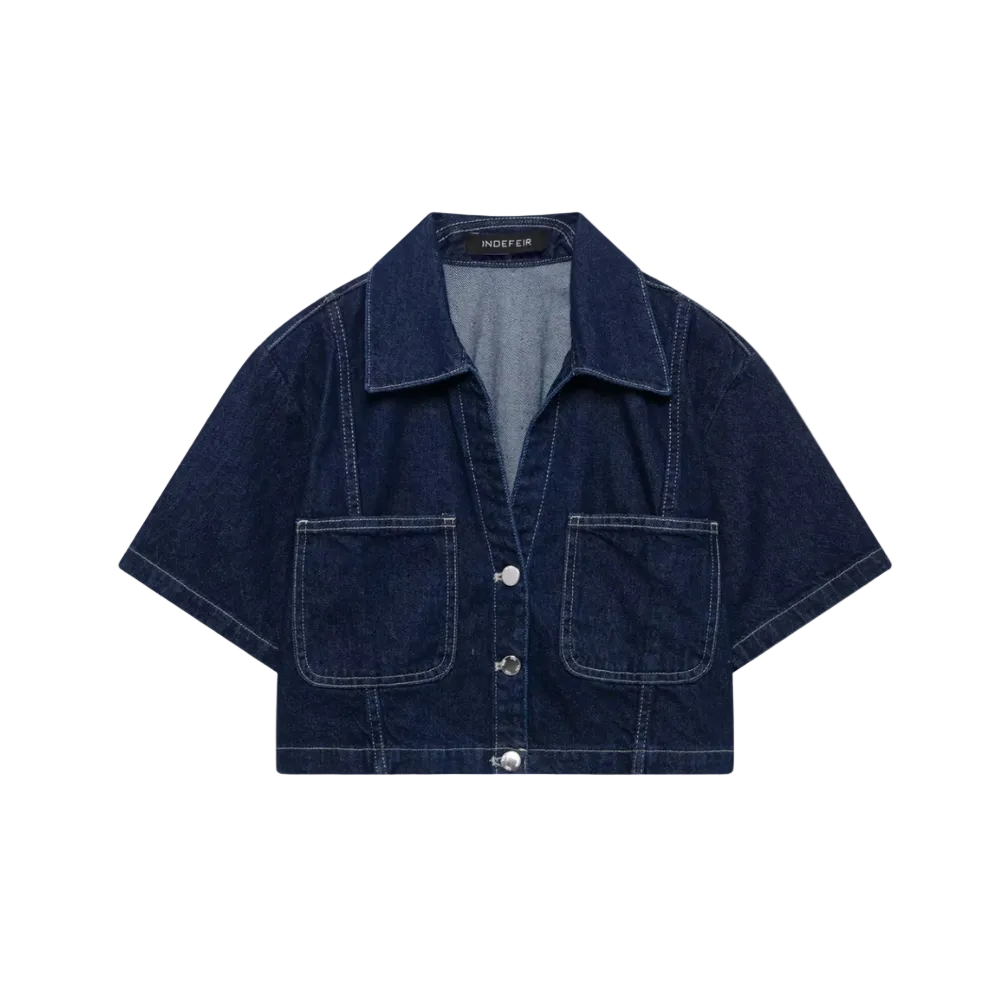 Camille | Cropped Denim Shirt Jacket For Women