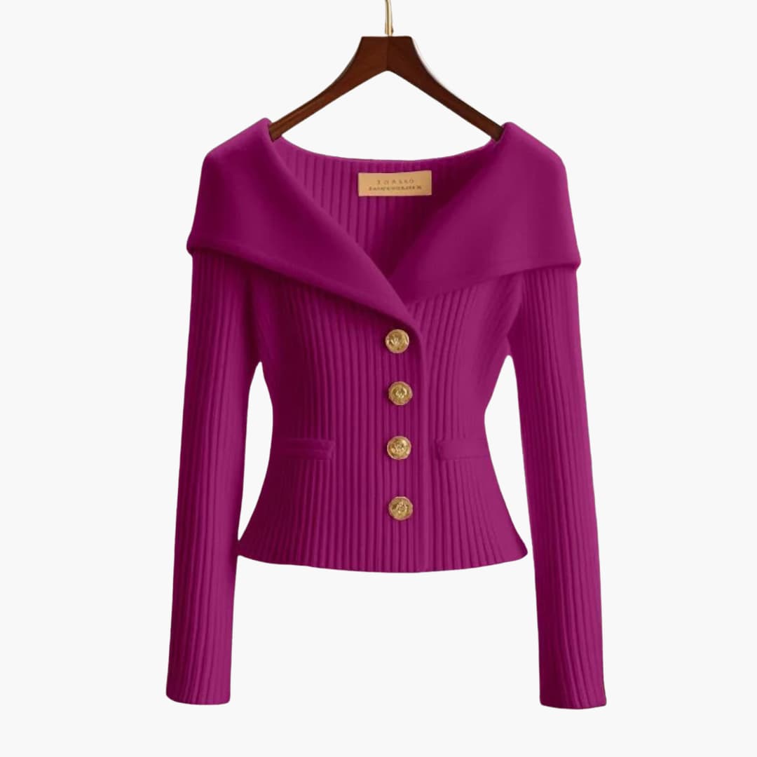 Camille | Sculpted Knit Button Jacket For Women