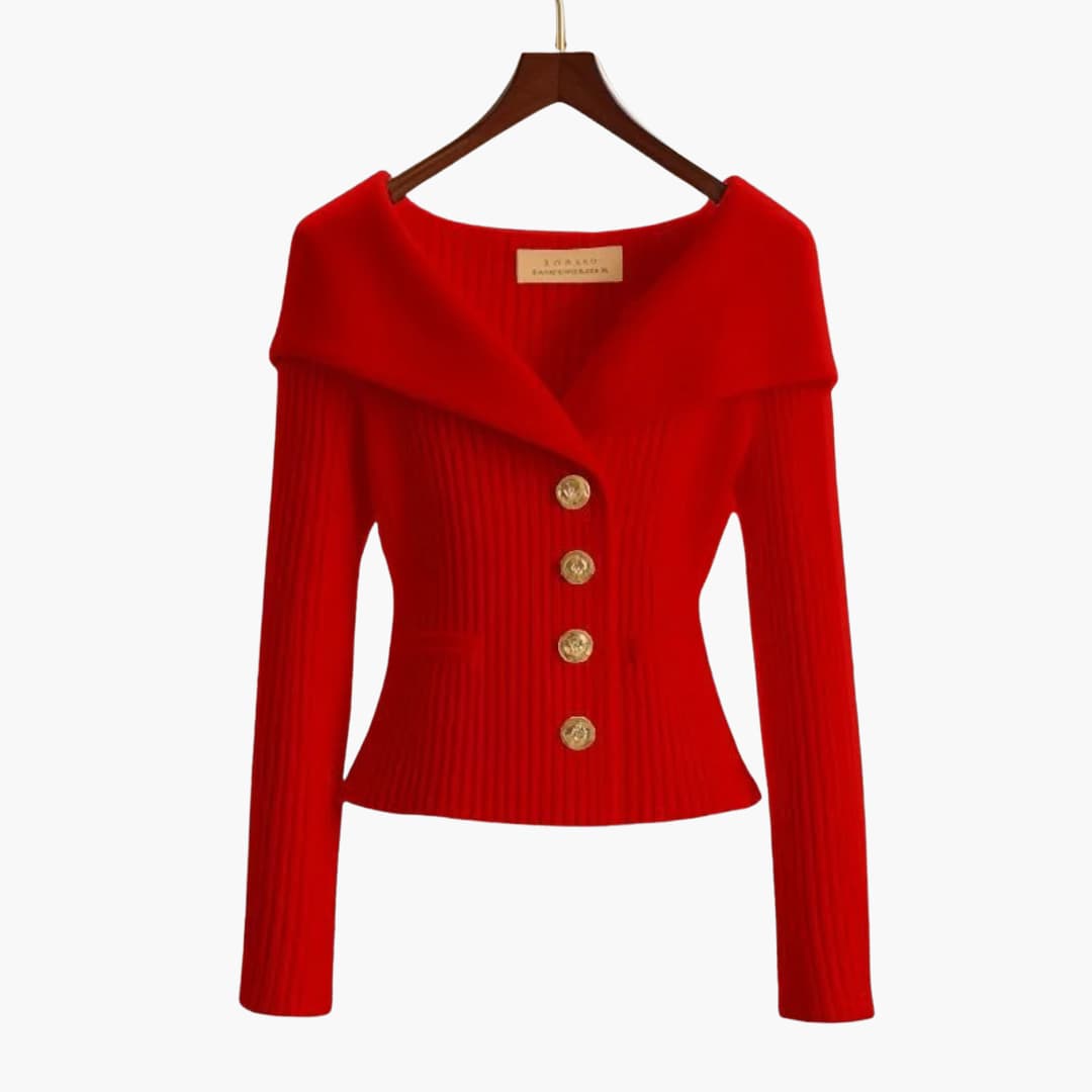 Camille | Sculpted Knit Button Jacket For Women