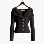 Camille | Sculpted Knit Button Jacket For Women