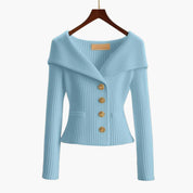 Camille | Sculpted Knit Button Jacket For Women