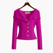 Camille | Sculpted Knit Button Jacket For Women