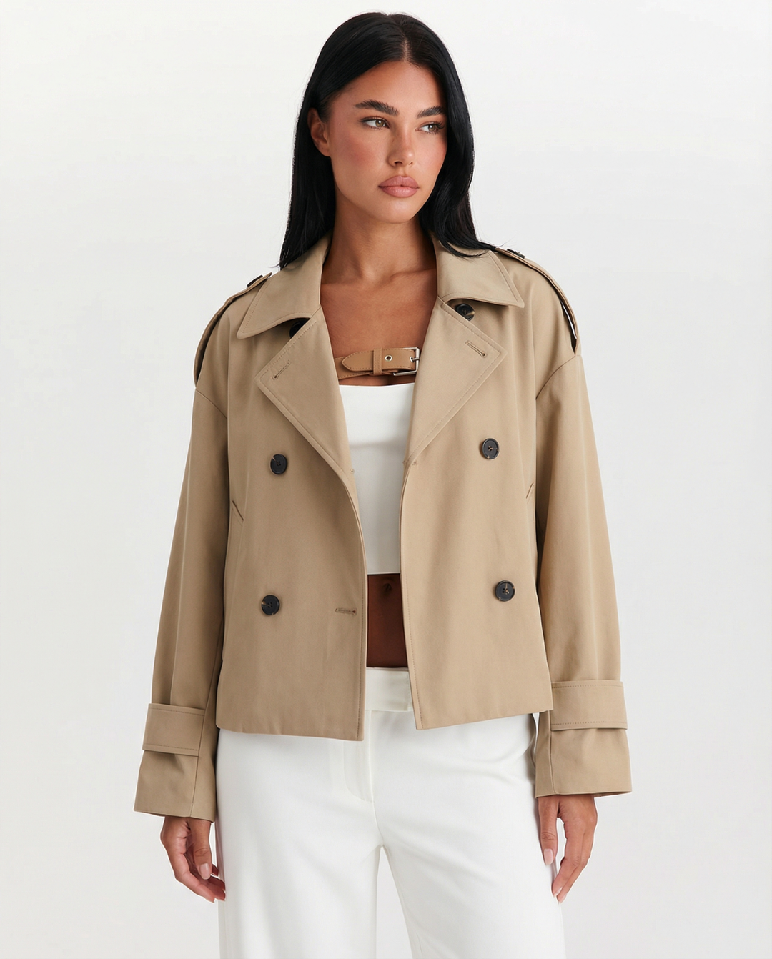 Camille Moreau | Classic Cropped Trench Jacket For Women
