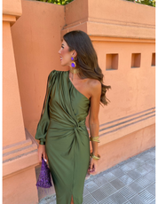 Camille Renard | One-Shoulder Twist Midi Dress