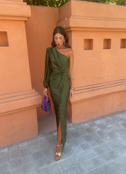 Camille Renard | One-Shoulder Twist Midi Dress