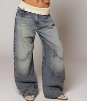 Camille Rousseau | Relaxed Patchwork Denim Boyfriend Jeans For Women