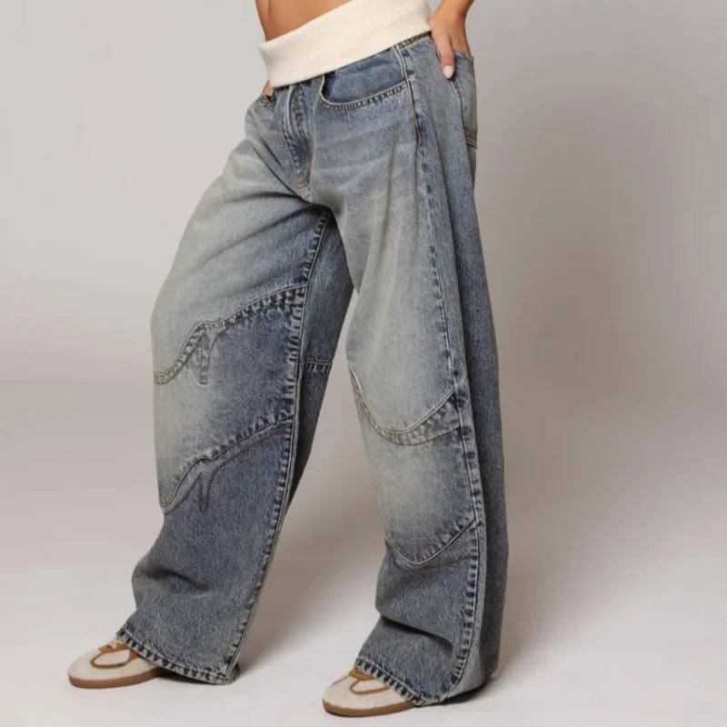 Camille Rousseau | Relaxed Patchwork Denim Boyfriend Jeans For Women
